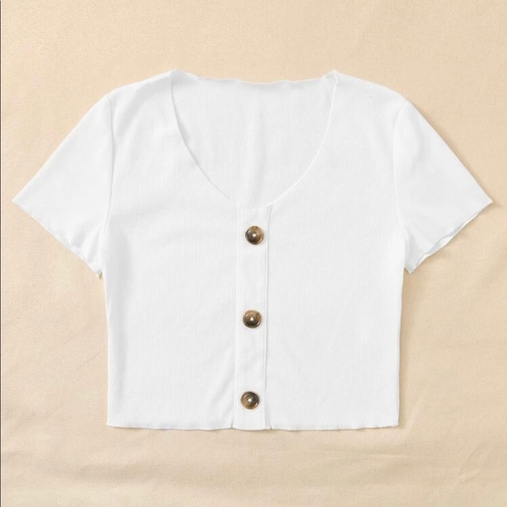 White crop top with buttons